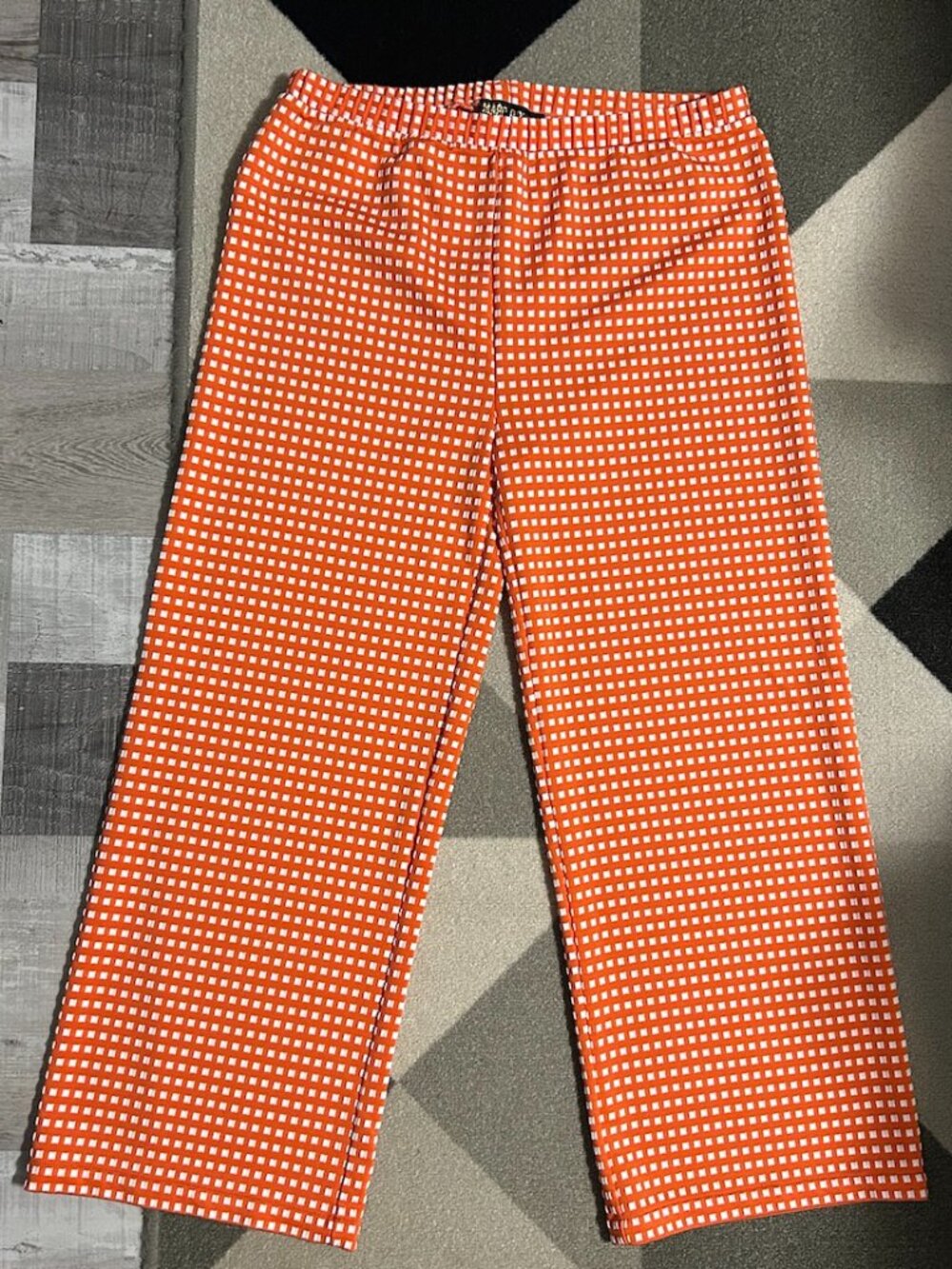Marc Bouwer Unlimited Orange/Textured Squares Wide Leg Cropped Pants Women's L